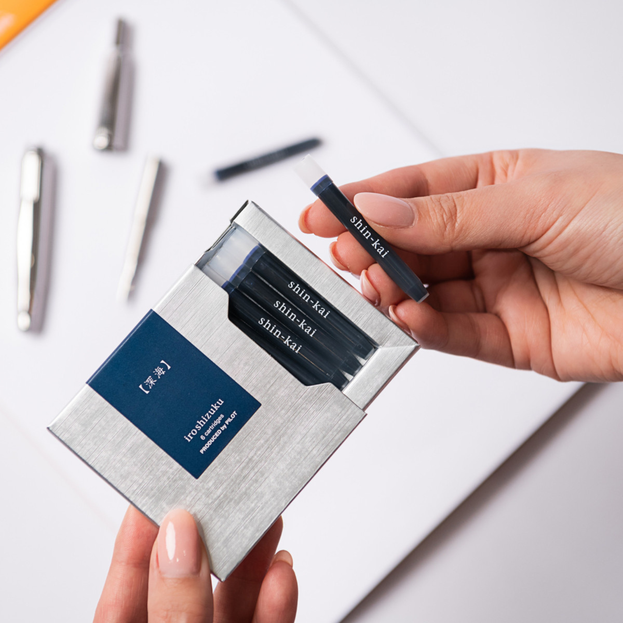 Pilot Iroshizuku Ink Cartridges - Shin-kai (Deep Sea Blue/Black) Pack of 6