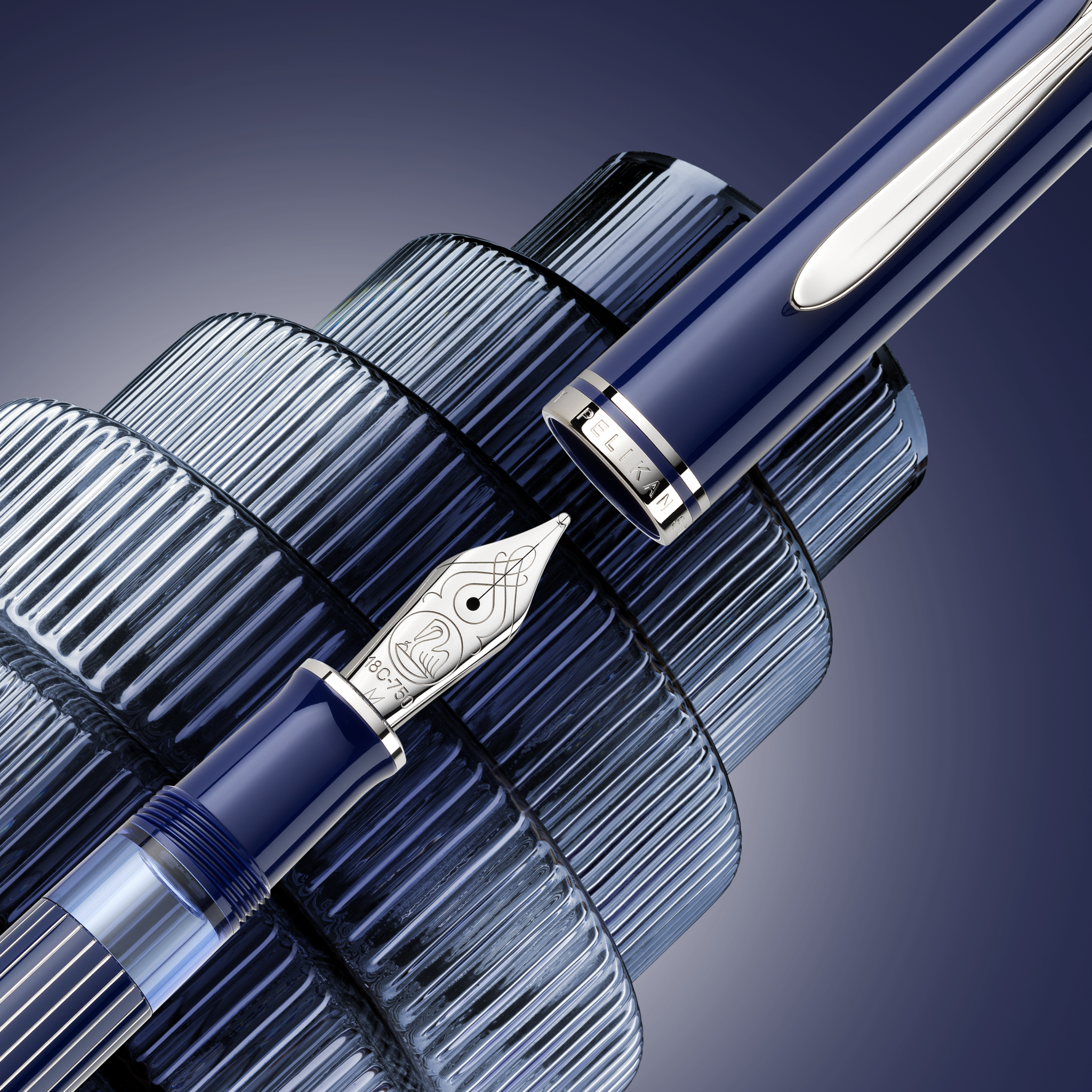 Pelikan Souveran M805 Metal Striped Blue Fountain Pen