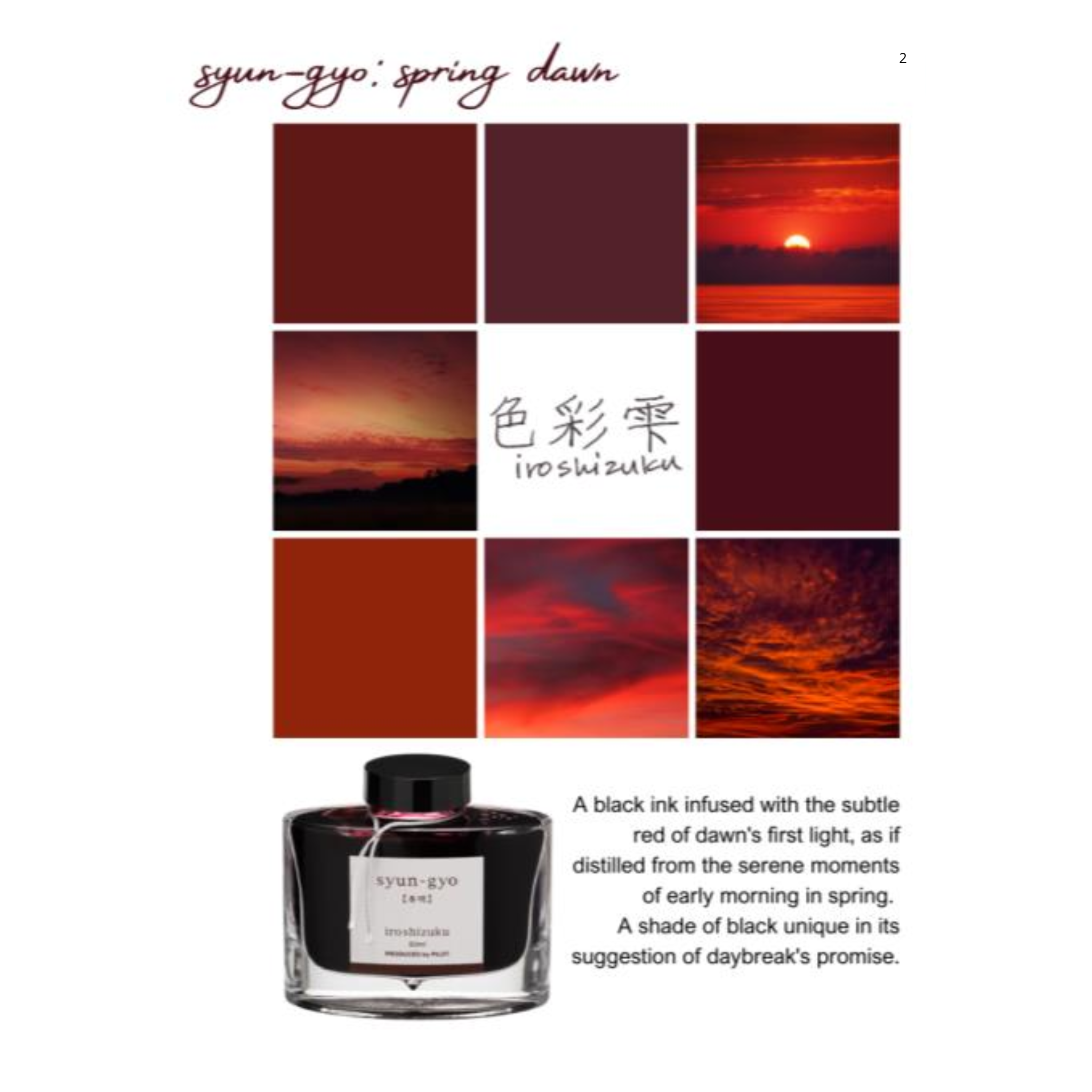 Pilot Iroshizuku Bottled Ink - Syun-gyo (Spring Dawn Red/Black)