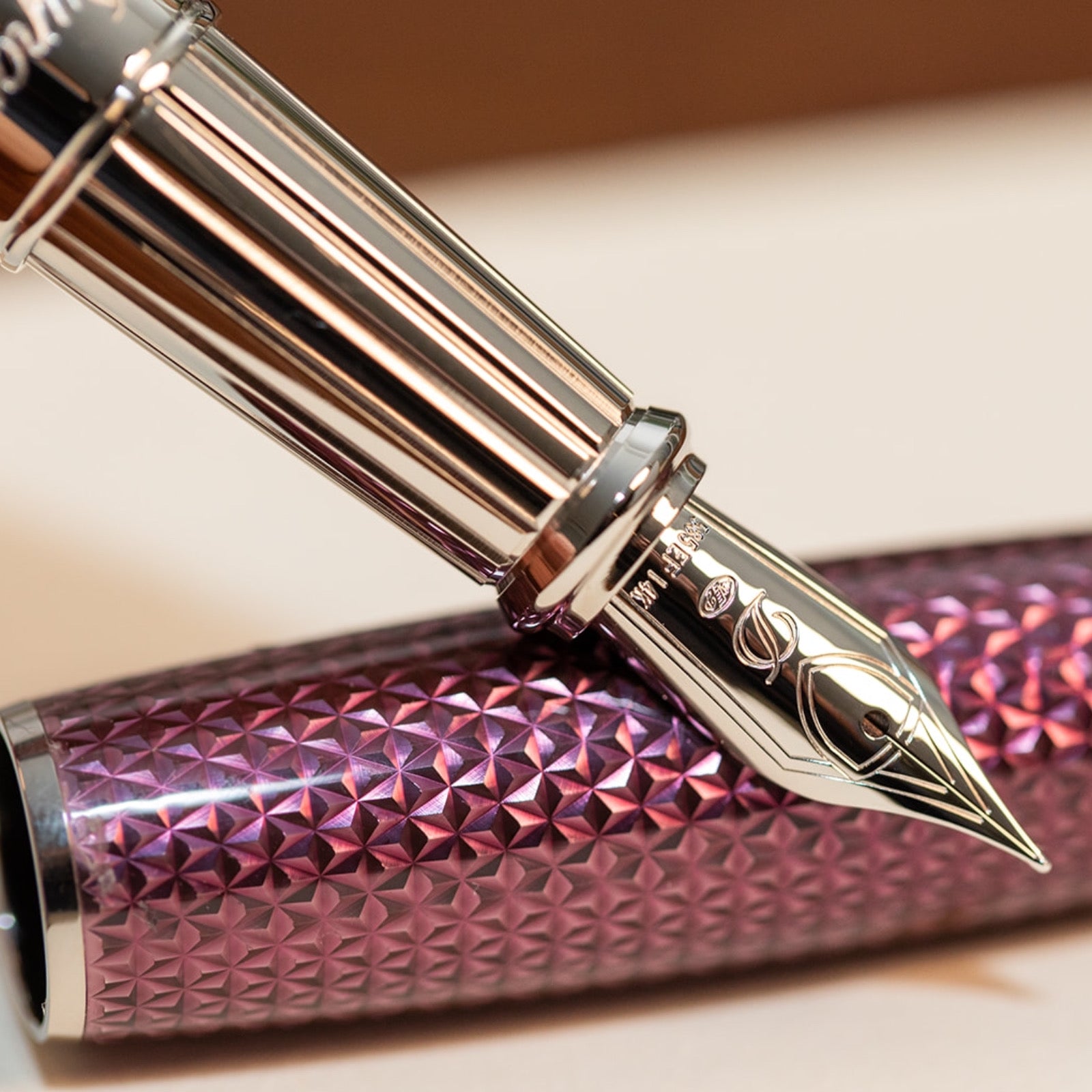 S.T. Dupont Line D Large Firehead Guilloché Amethyst