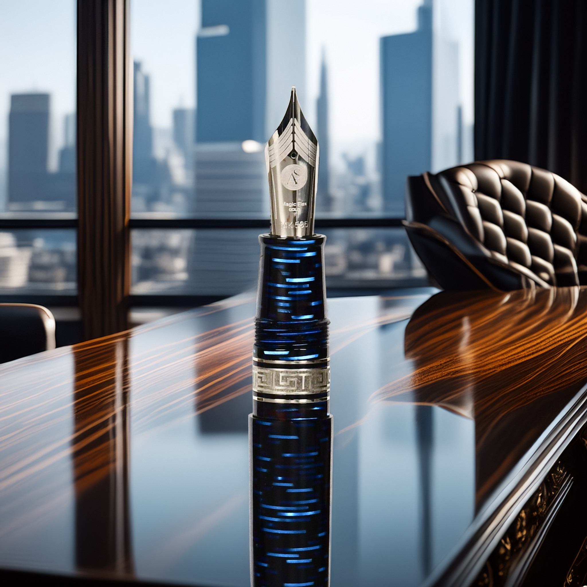 ASC Bologna Extra Blue "Wall Street" Skyscraper  Limited Edition Fountain Pen Collection
