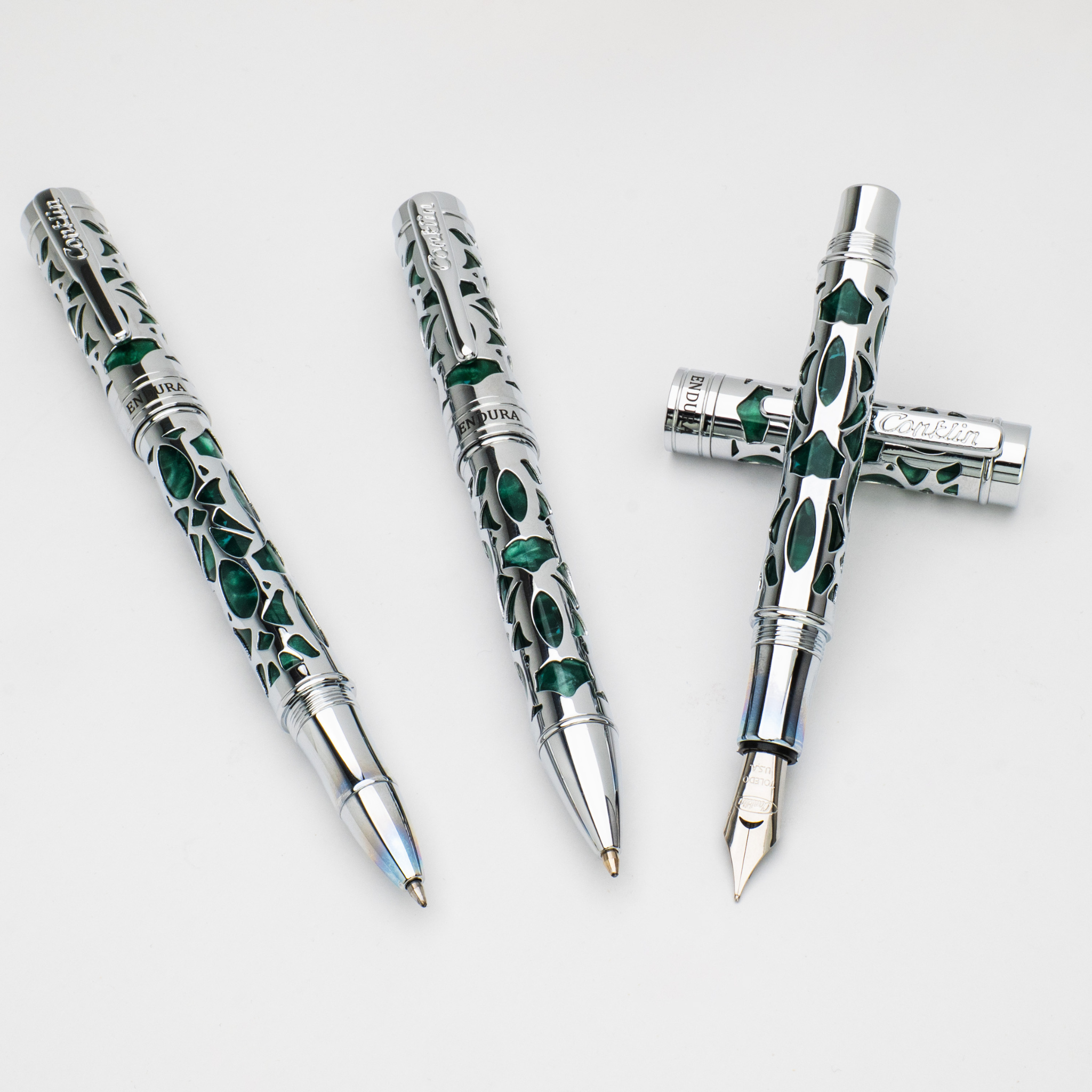 Conklin Endura Deco Crest Green Fountain Pen Collection
