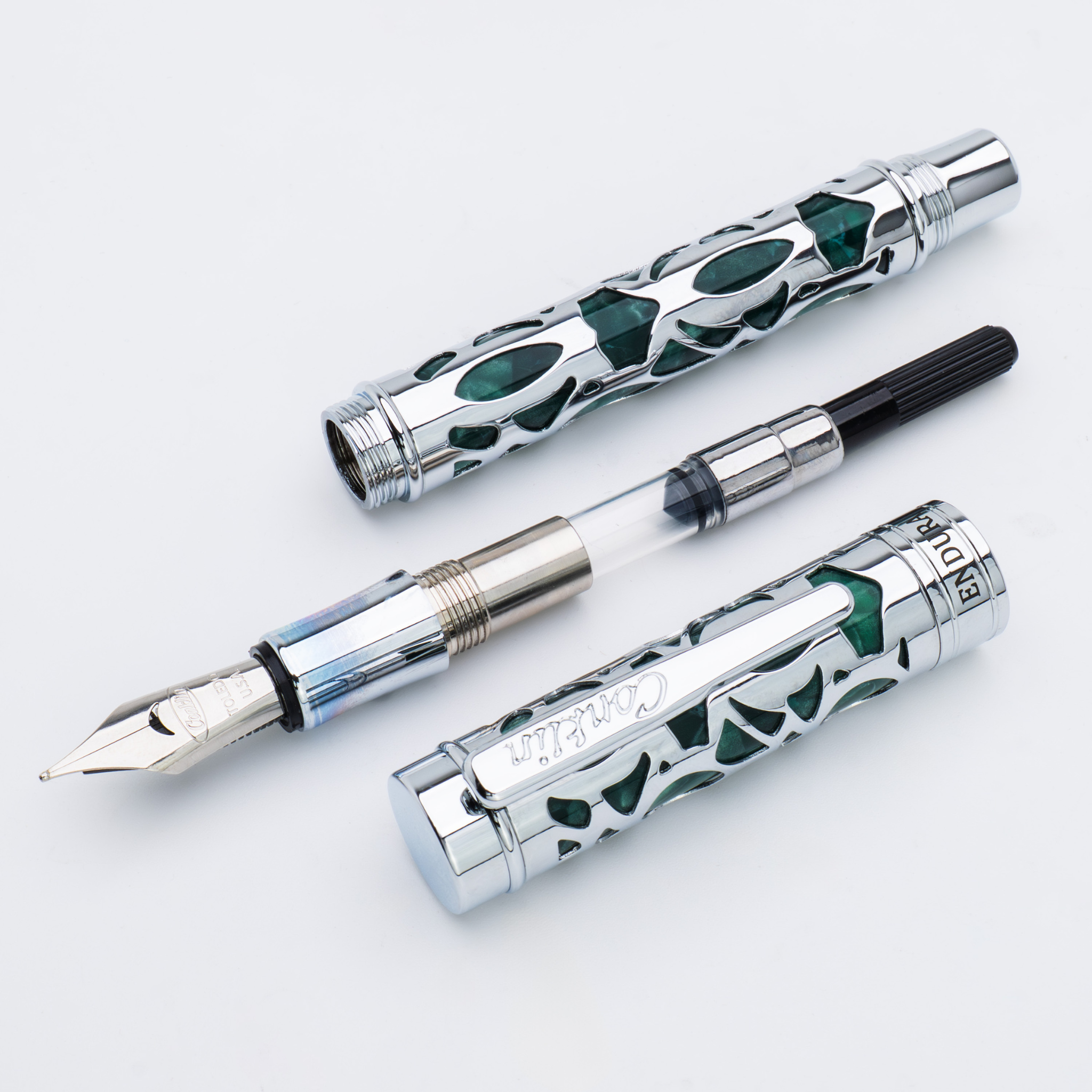 Conklin Endura Deco Crest Green Fountain Pen Collection