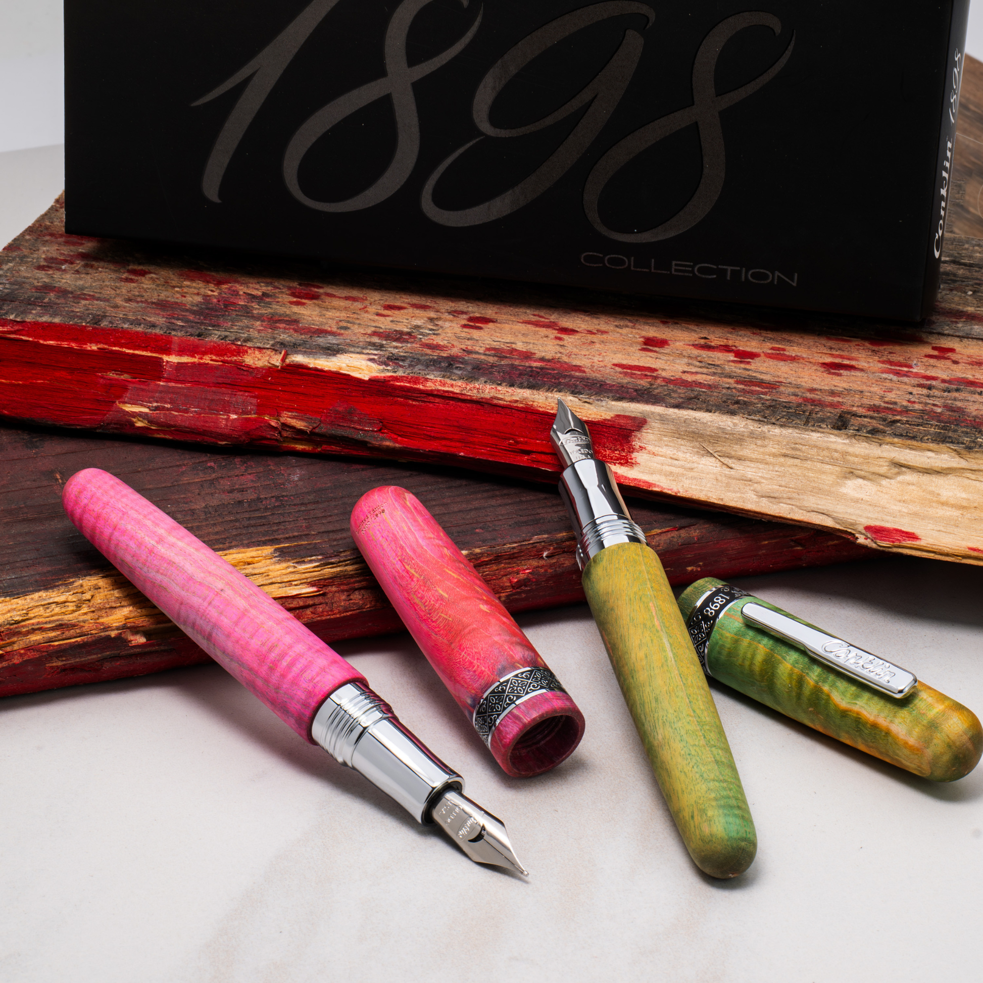Conklin 1898 Stabilized Wood Matte Green Fountain Pen Collection