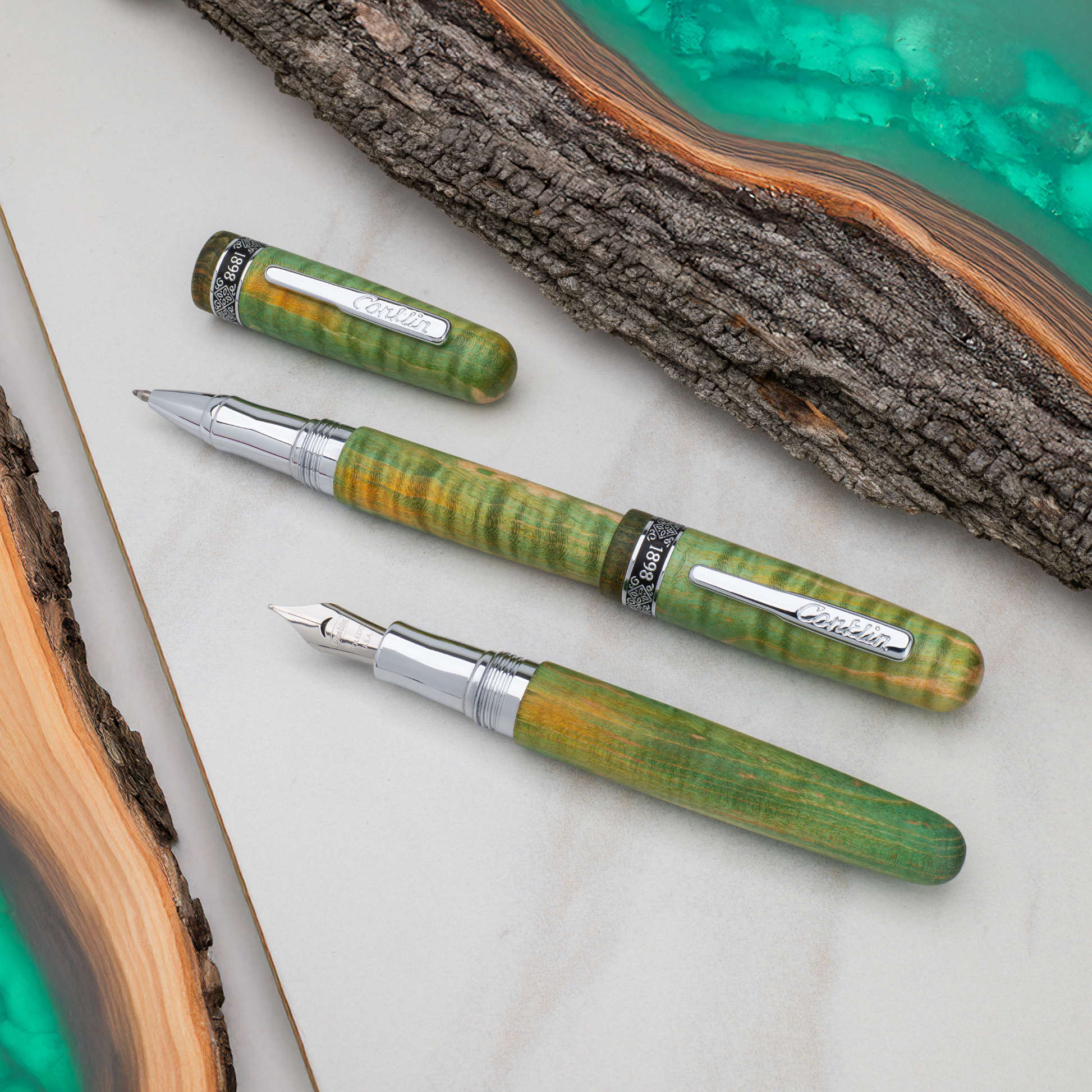 Conklin 1898 Stabilized Wood Matte Green Collection