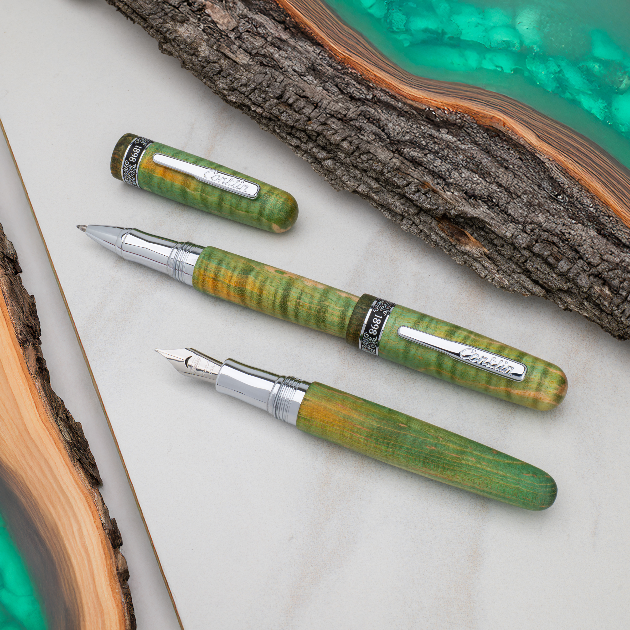 Conklin 1898 Stabilized Wood Matte Green Collection