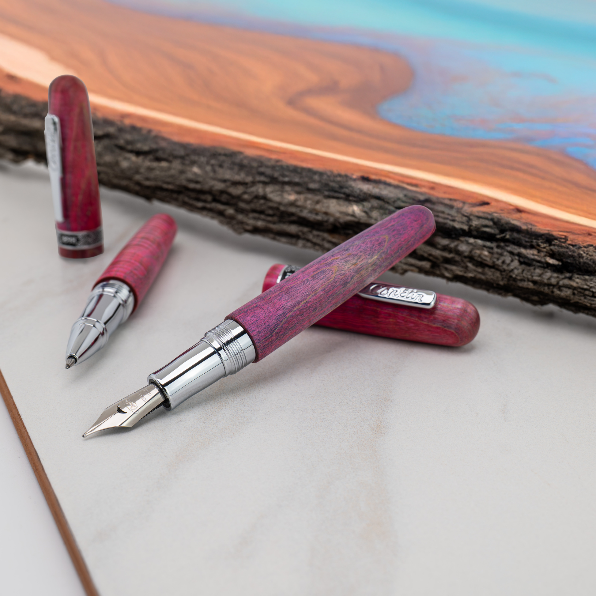 Conklin 1898 Stabilized Wood Purple/Pink Fountain Pen Collection