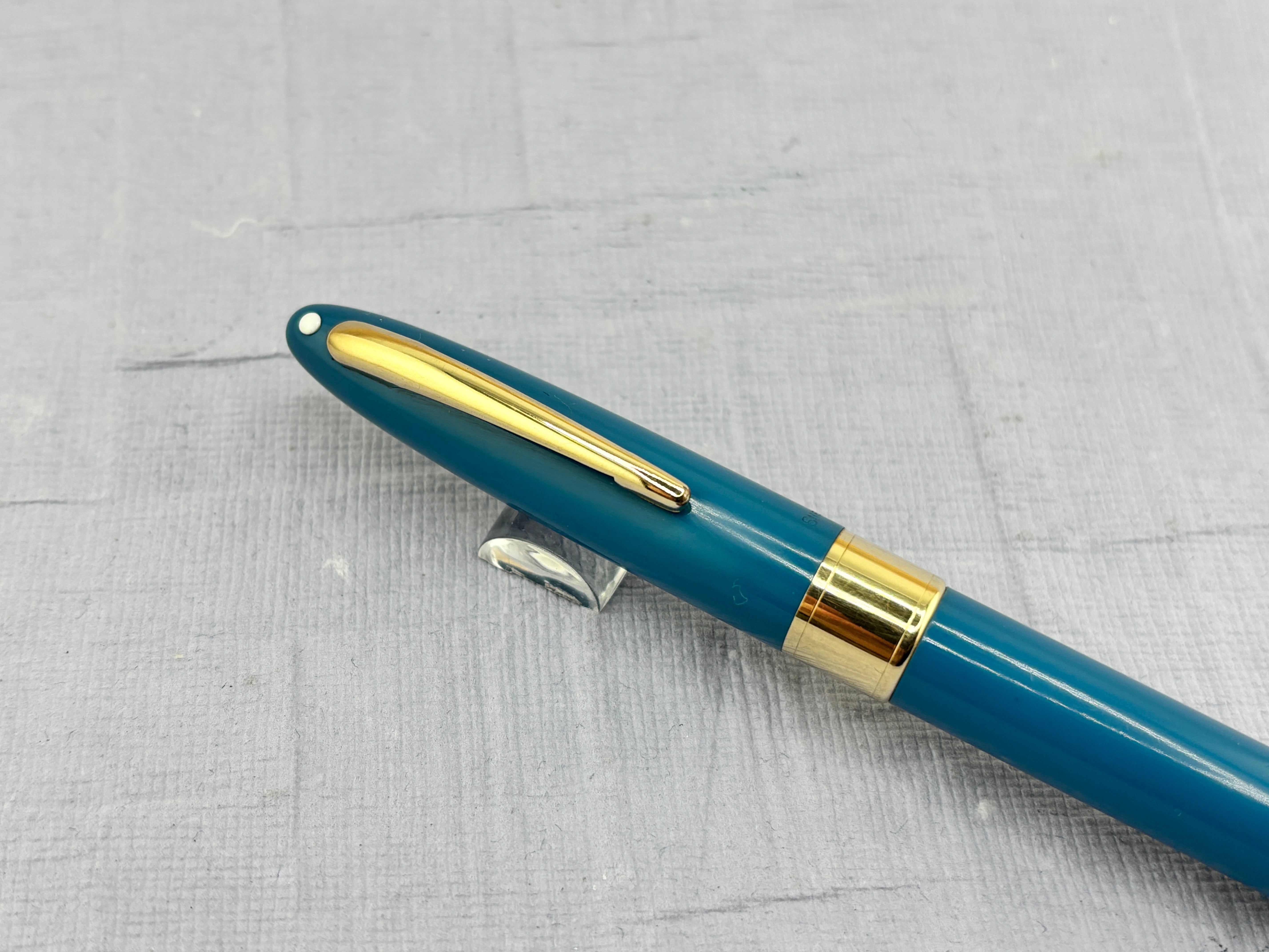 SHEAFFER Snorkel Aqua Blue White Dot Palladium Silver Nib - Fountain Pen  *New Old Stock!*