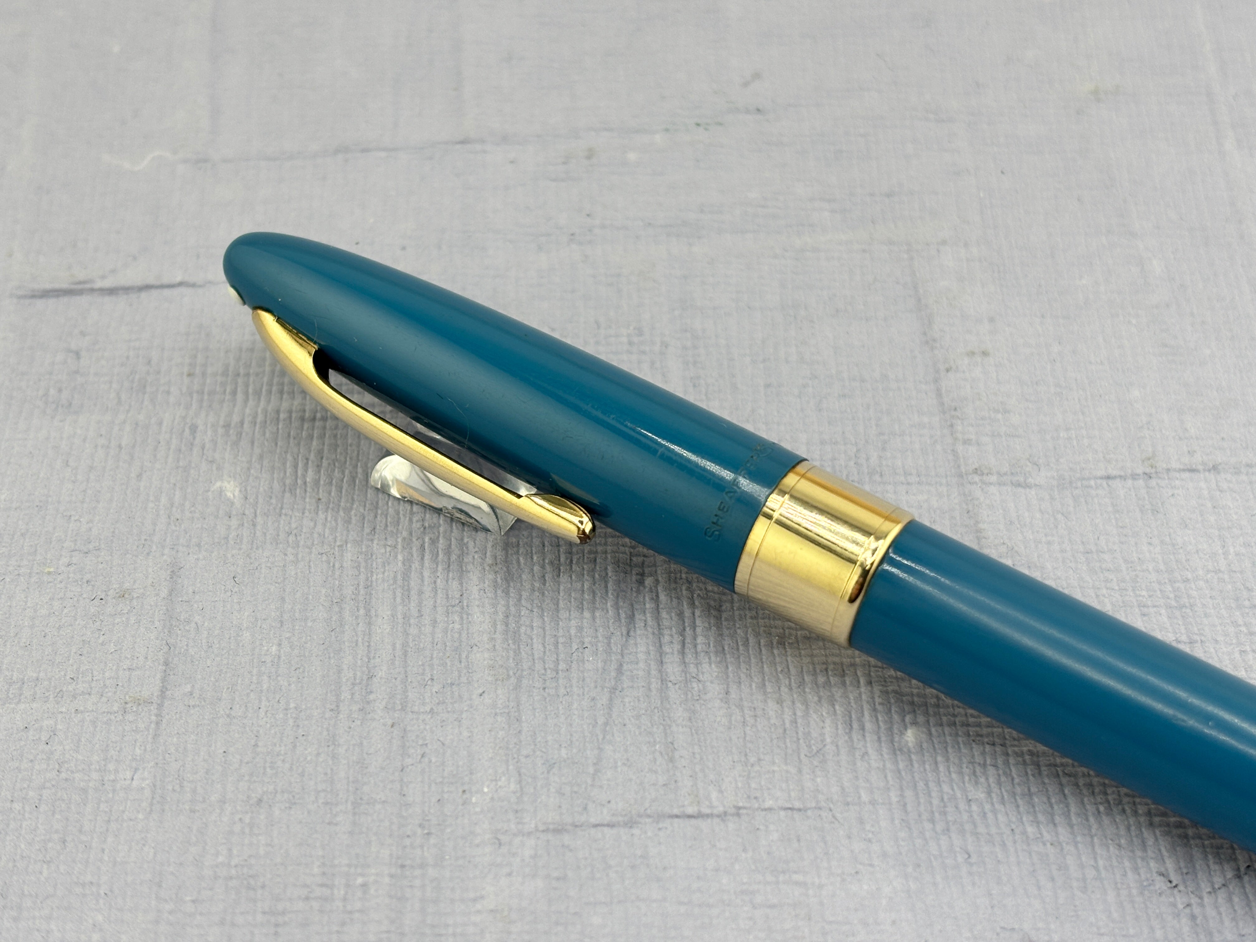 SHEAFFER Snorkel Aqua Blue White Dot Palladium Silver Nib - Fountain Pen  *New Old Stock!*