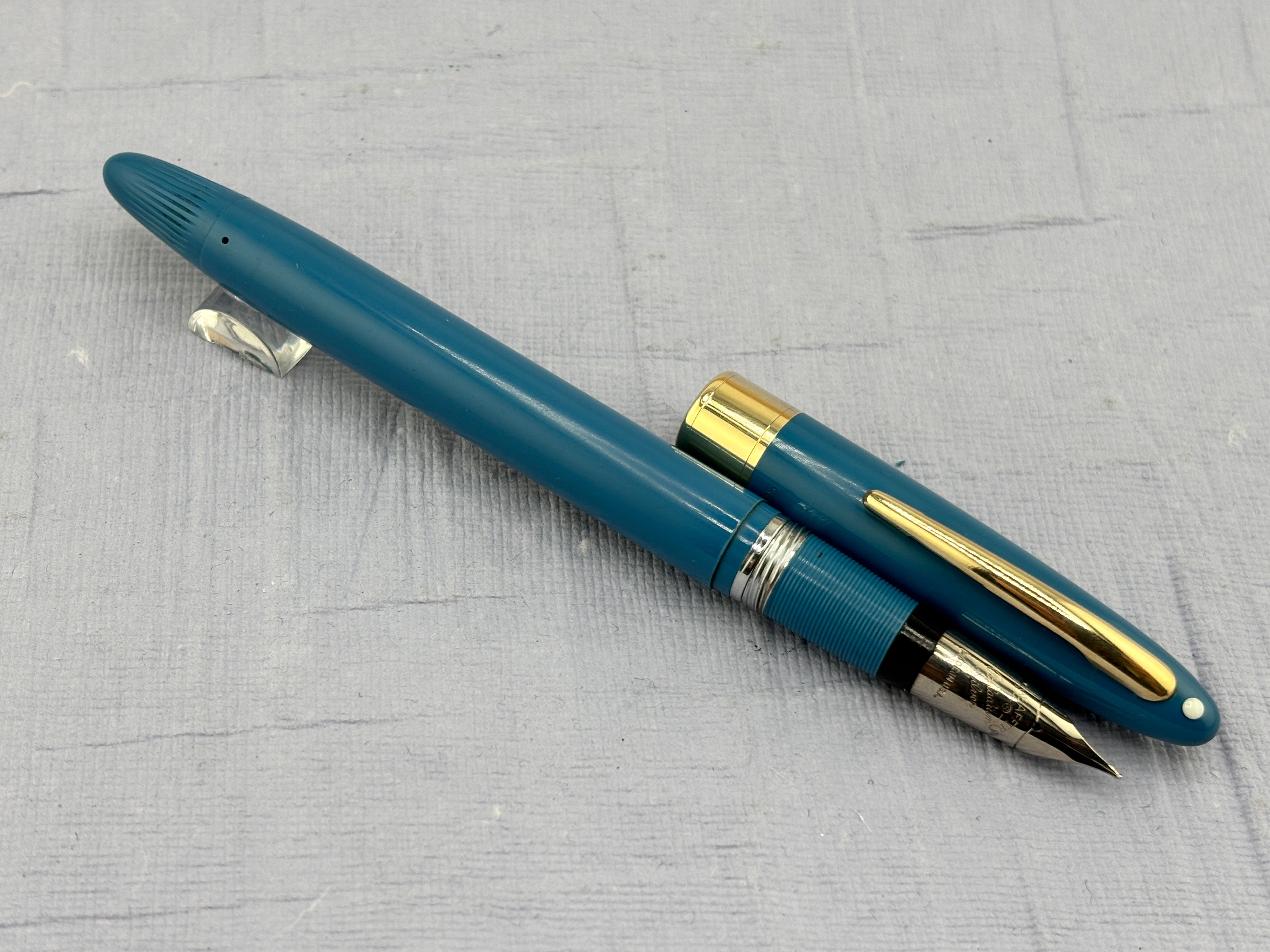SHEAFFER Snorkel Aqua Blue White Dot Palladium Silver Nib - Fountain Pen  *New Old Stock!*