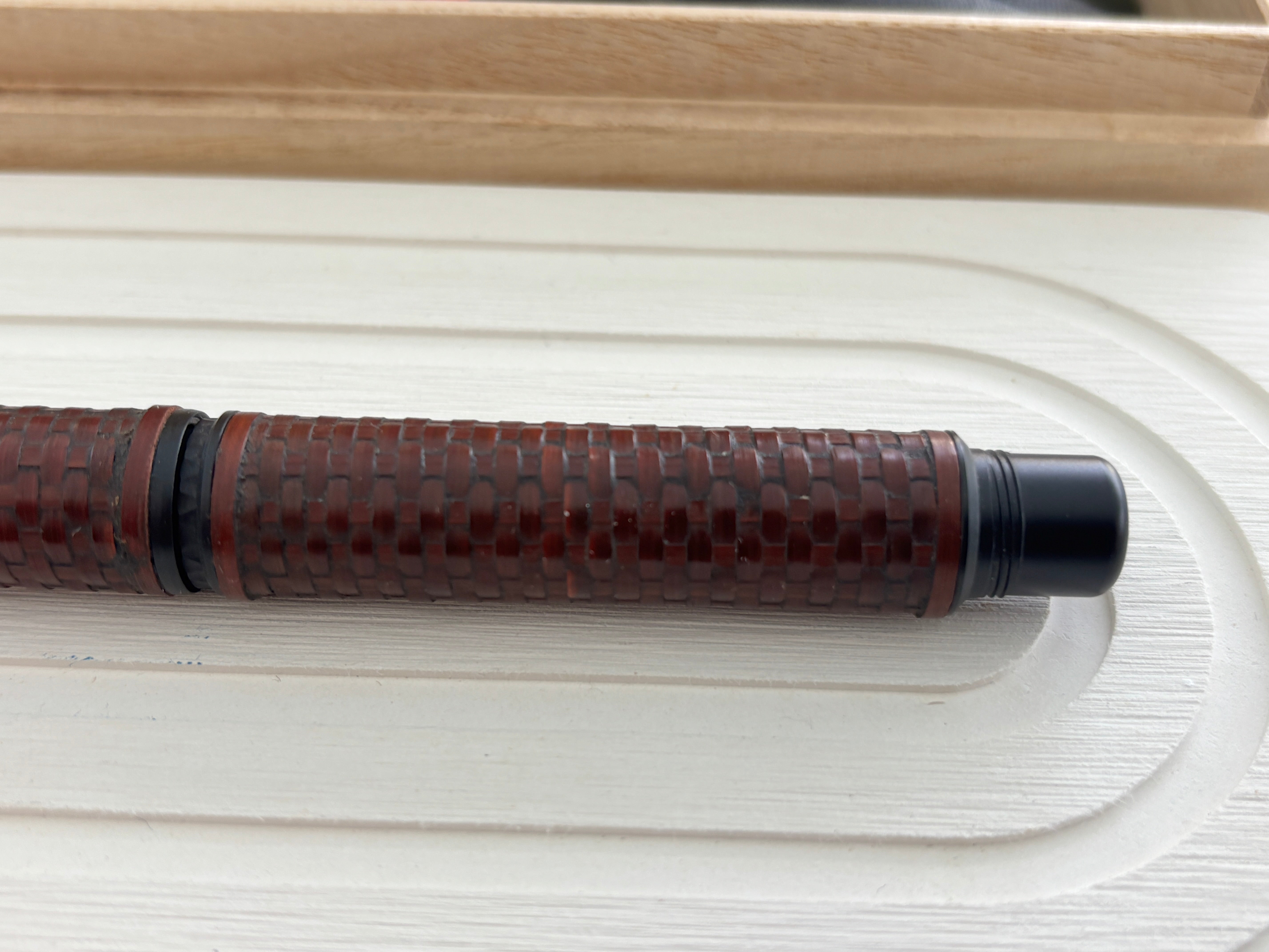 Platinum Izumo Bamboo Weaving "Gozame" in Red Burgundy - Fountain Pen