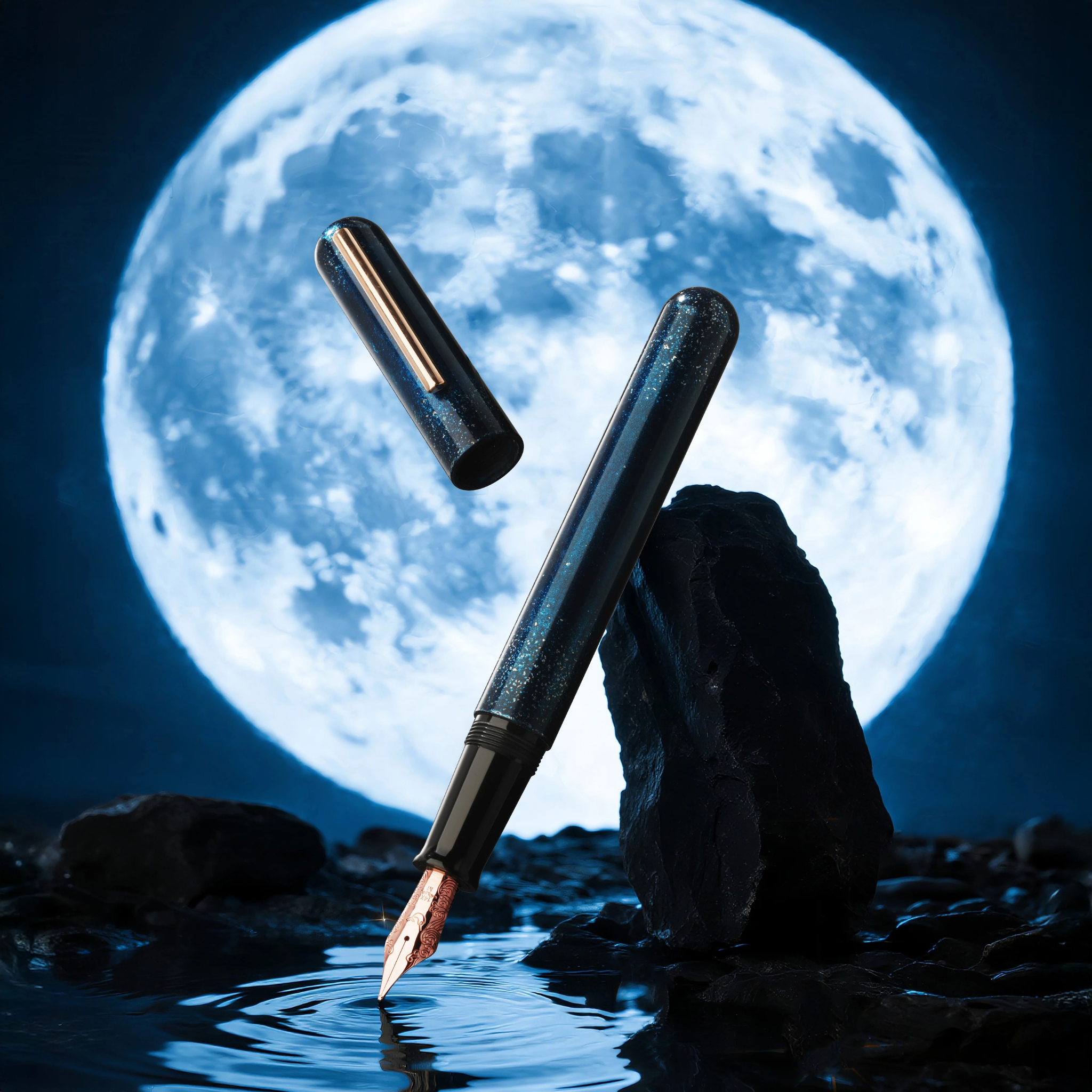 Ikkaku by Nahvalur Blue Moon Urushi Fountain Pen Collection