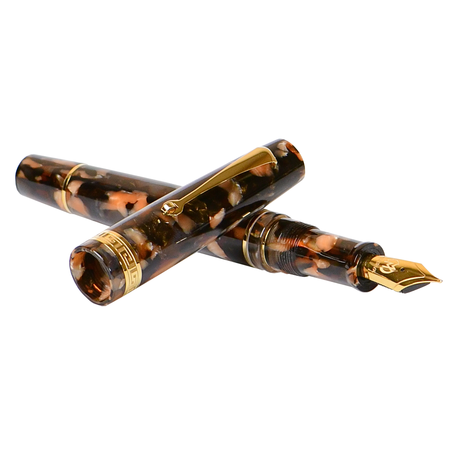 Minerva Terra di Siena Gold Trim Fountain Pen Collection