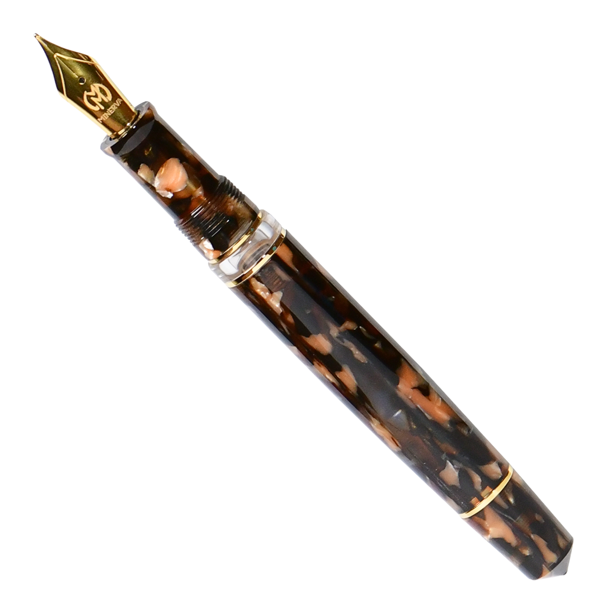 Minerva Terra di Siena Gold Trim Fountain Pen Collection
