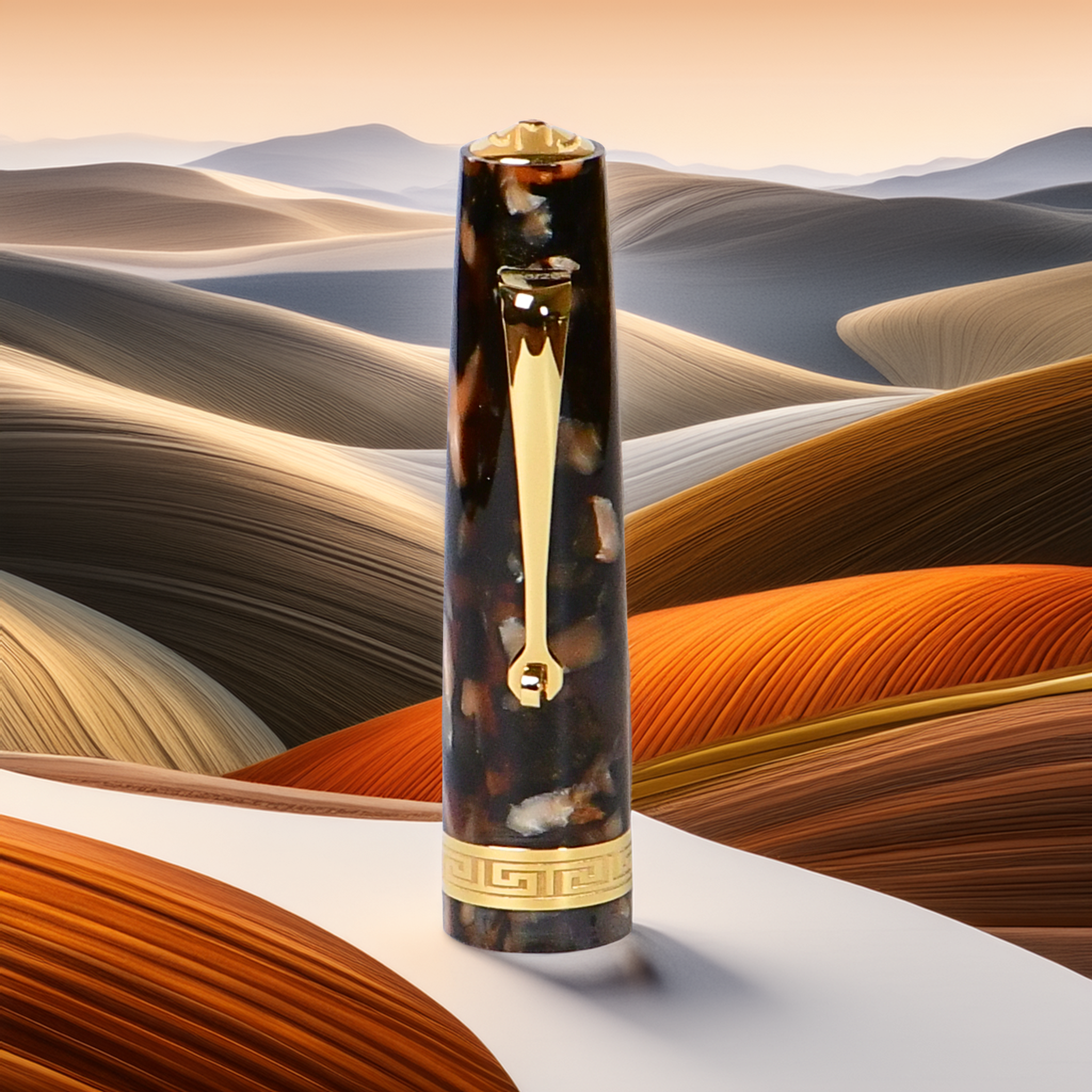 Minerva Terra di Siena Gold Trim Fountain Pen Collection