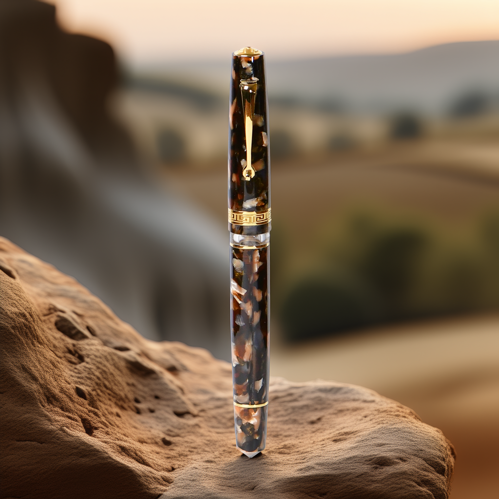 Minerva Terra di Siena Gold Trim Fountain Pen Collection