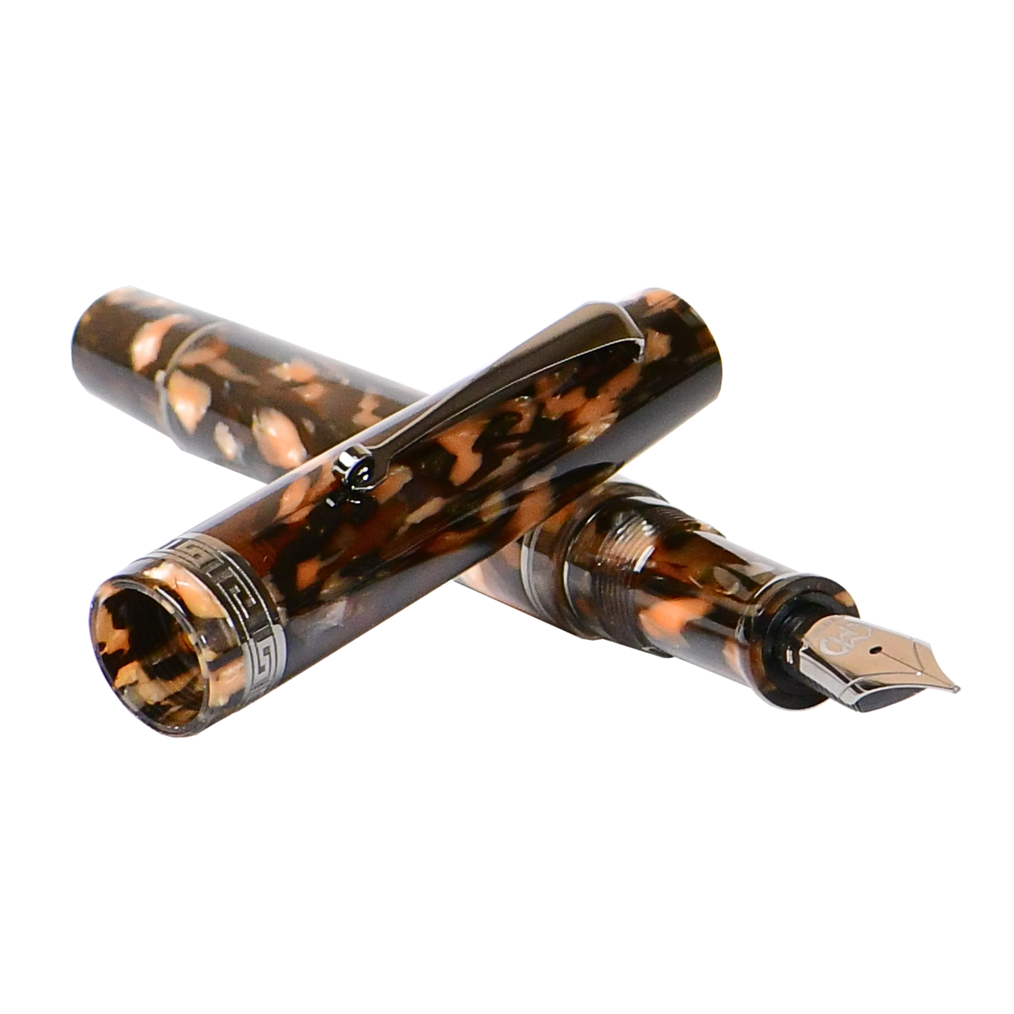 Minerva Terra di Siena Grey ruthenium Trim Fountain Pen Collection