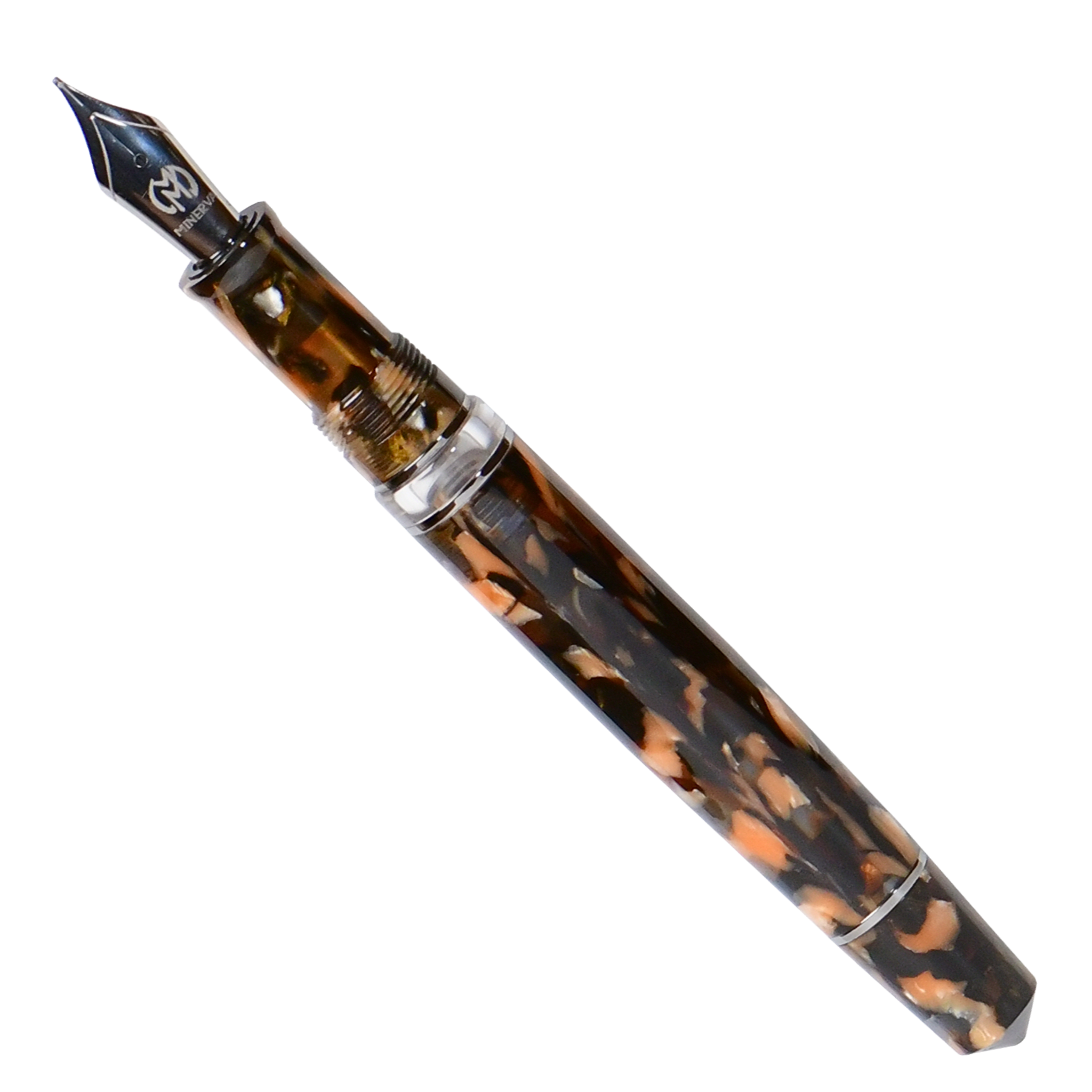 Minerva Terra di Siena Grey ruthenium Trim Fountain Pen Collection