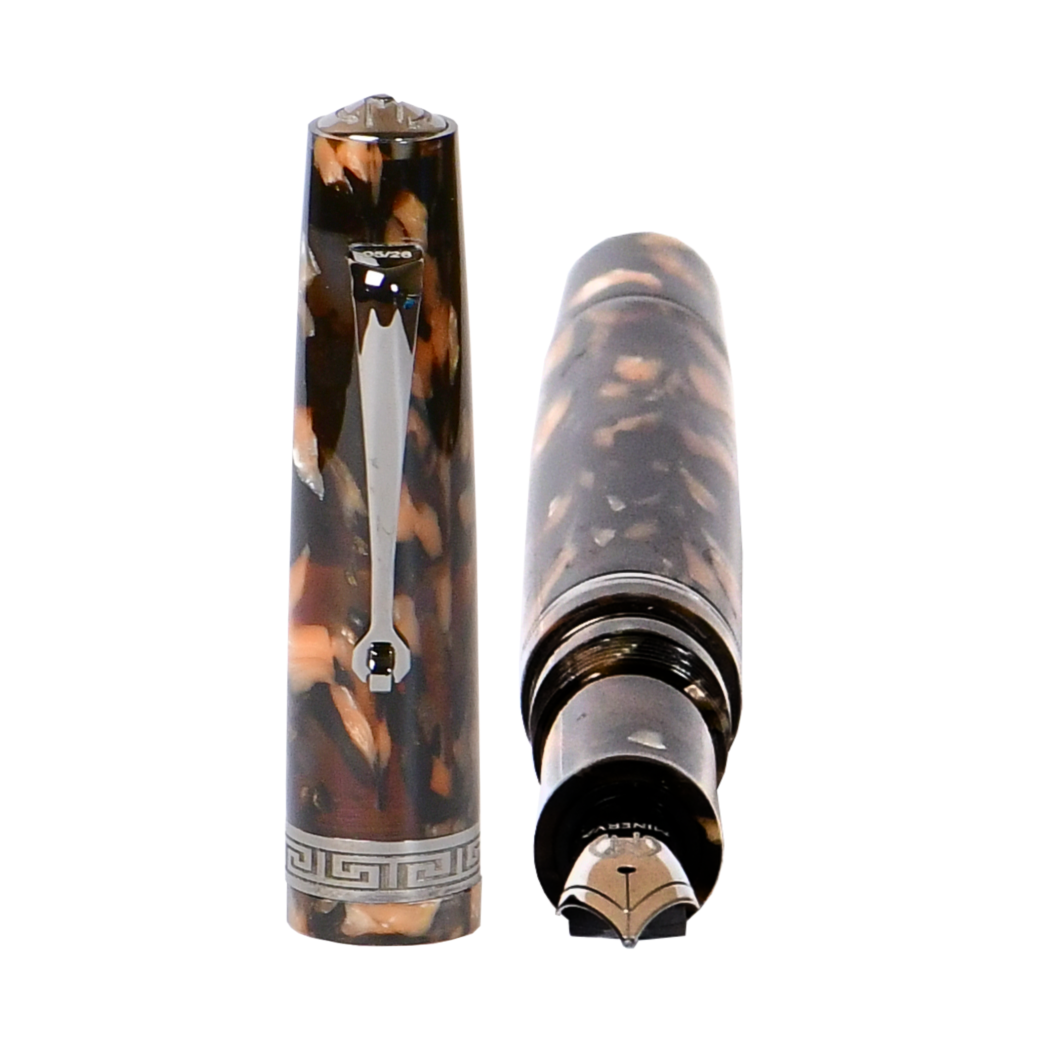 Minerva Terra di Siena Grey ruthenium Trim Fountain Pen Collection