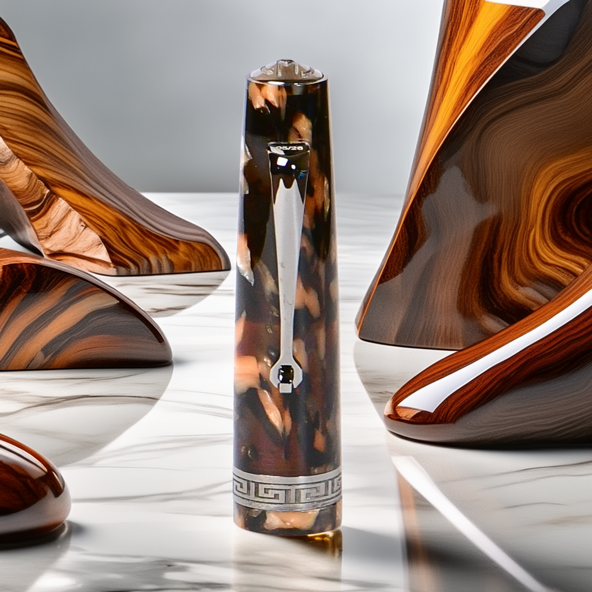 Minerva Terra di Siena Grey ruthenium Trim Fountain Pen Collection