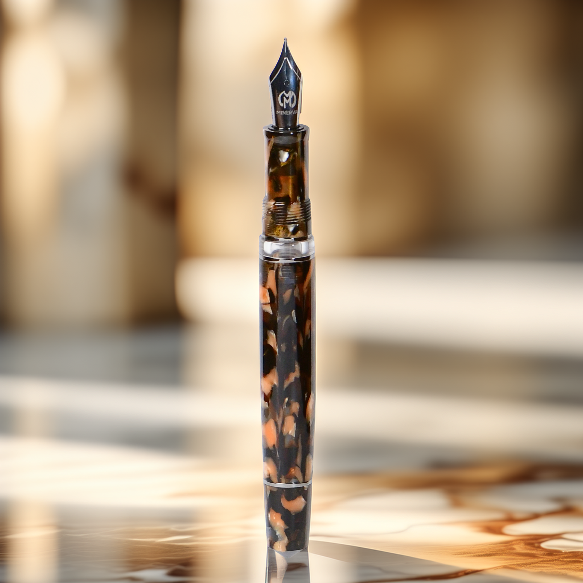 Minerva Terra di Siena Grey ruthenium Trim Fountain Pen Collection