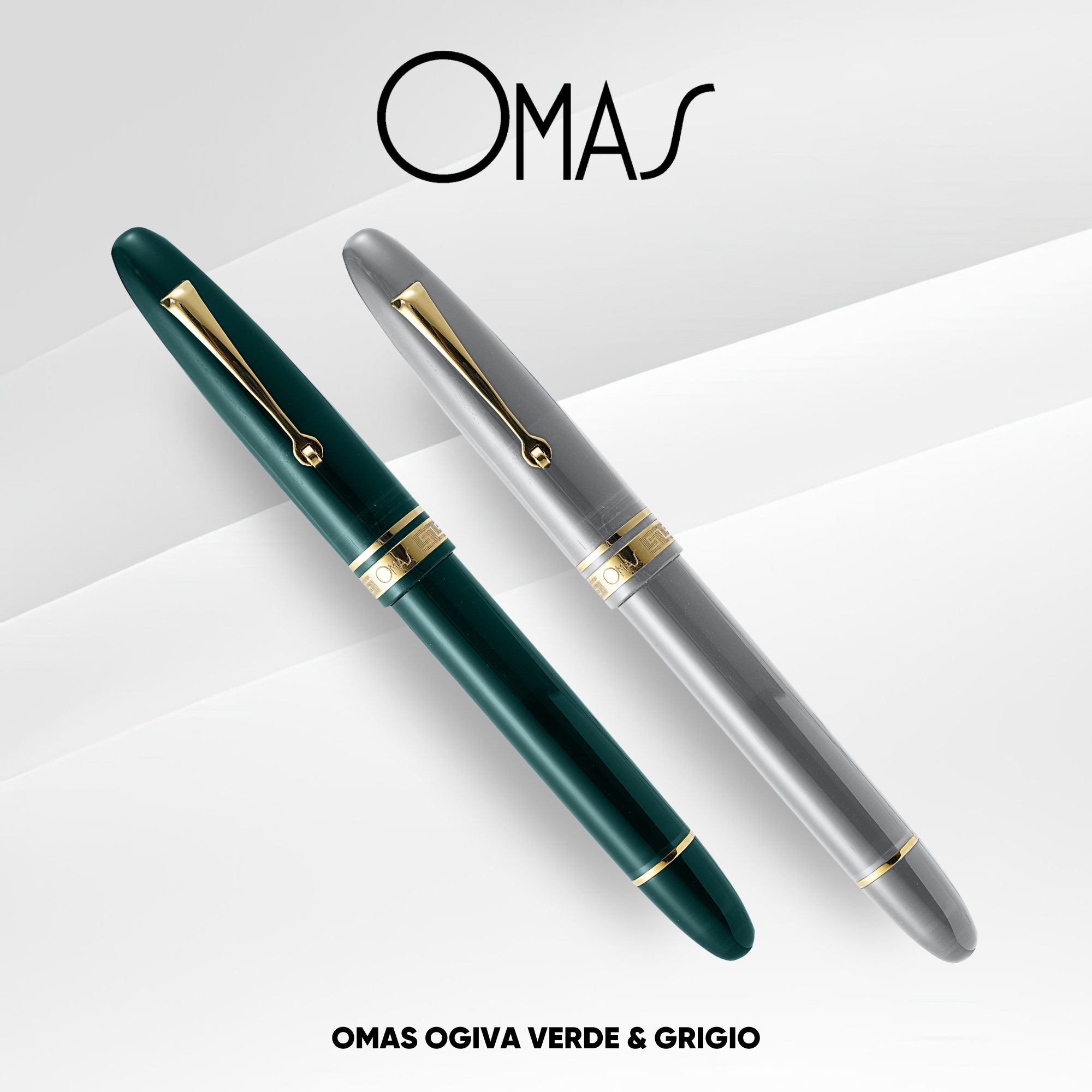 OMAS Ogiva Verde & Grigio Gold Trim Fountain Pen Collection