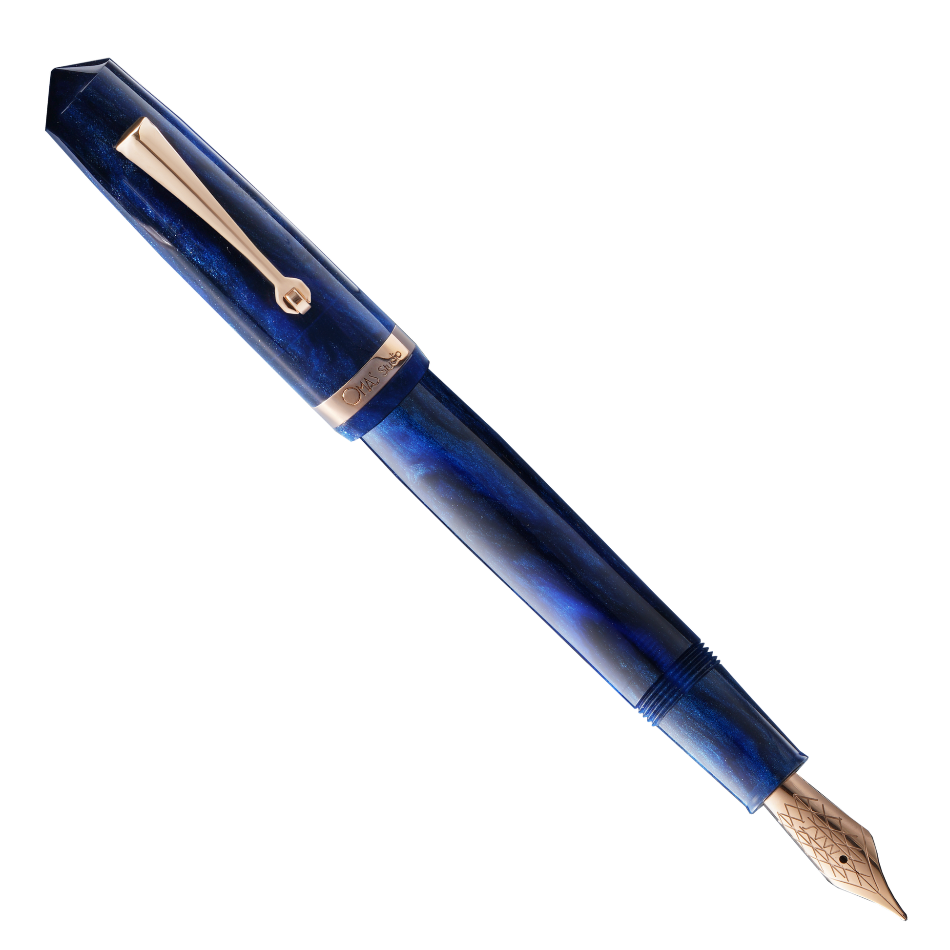 OMAS Studio Azzurro Diamante Rose Gold Trim Fountain Pen Collection