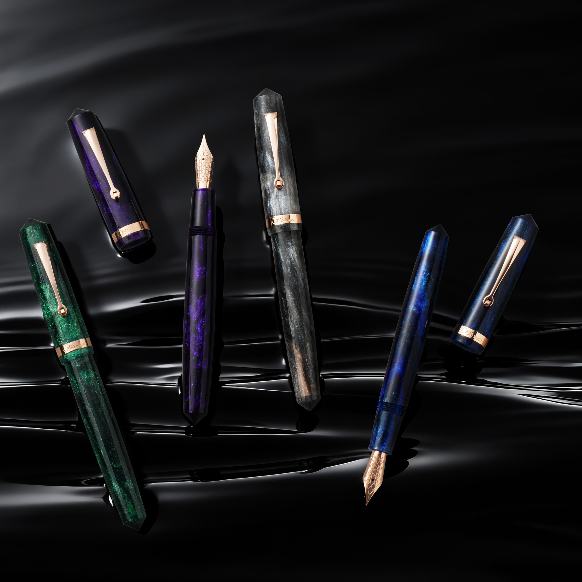 OMAS Studio Rose Gold Trim Fountain Pen Collection