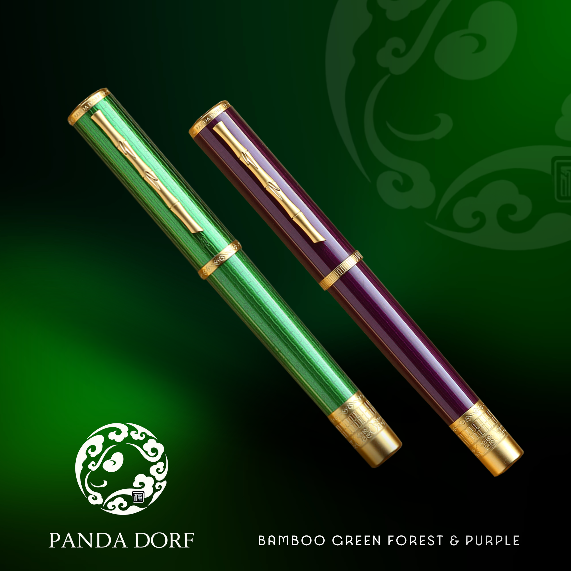 Panda Dorf Bamboo Green Forest and Bamboo Purple Edition Fountain Pen Collection