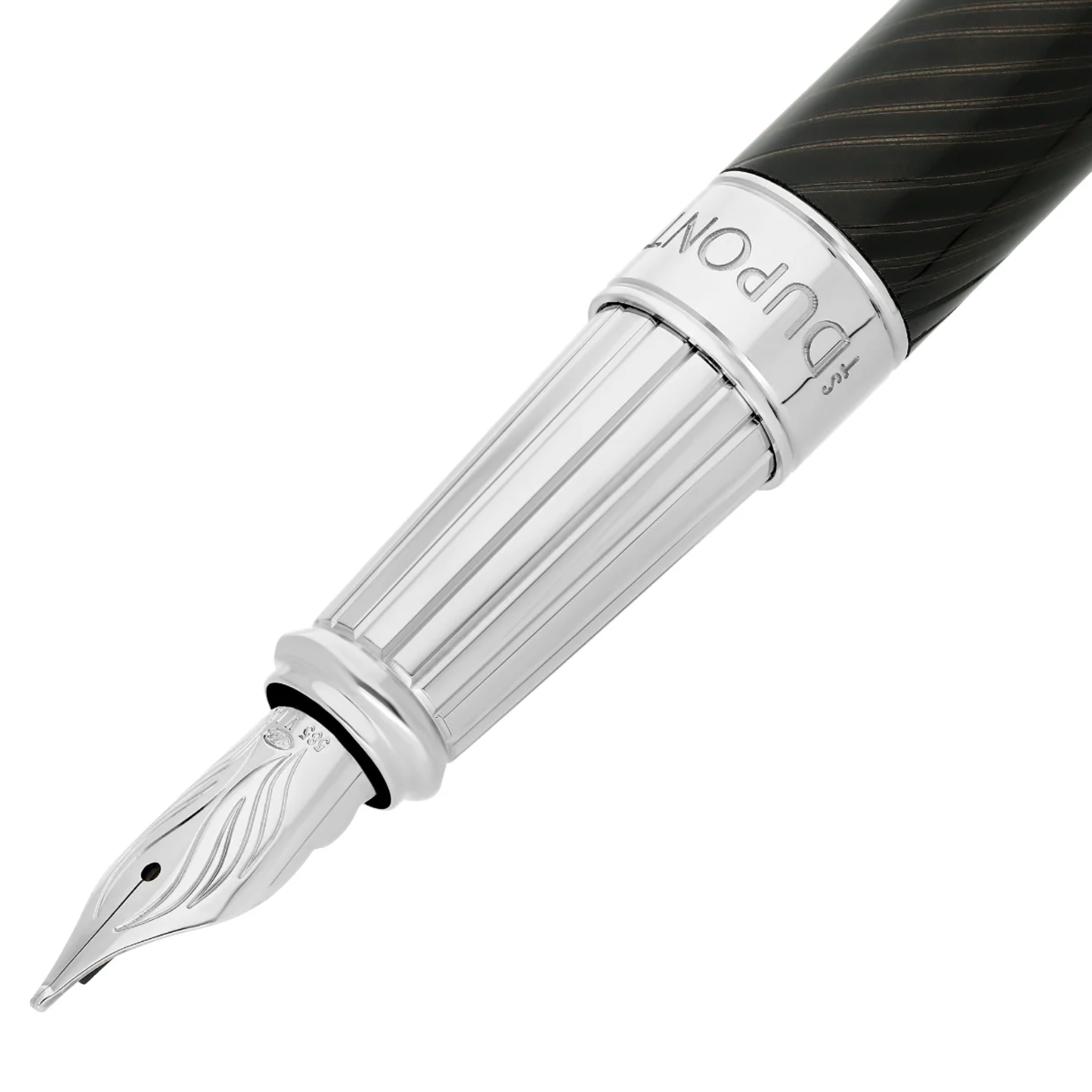 S.T. Dupont Mane Guilloche Line D Eternity Large Black & Palladium Fountain Pen Collection