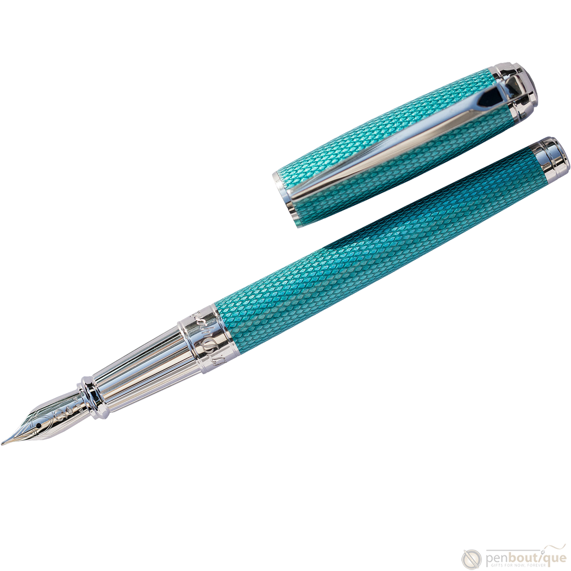 S.T. Dupont Line D Large Diamond Guilloché Aquamarine