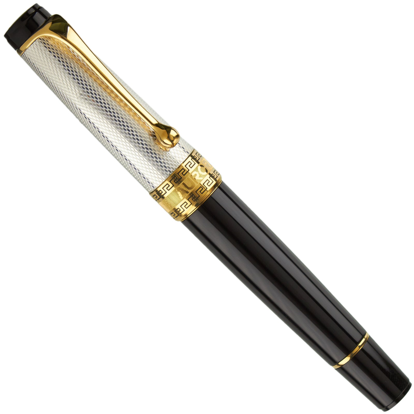 Aurora Optima Black Resin Silver Cap - nibs.com