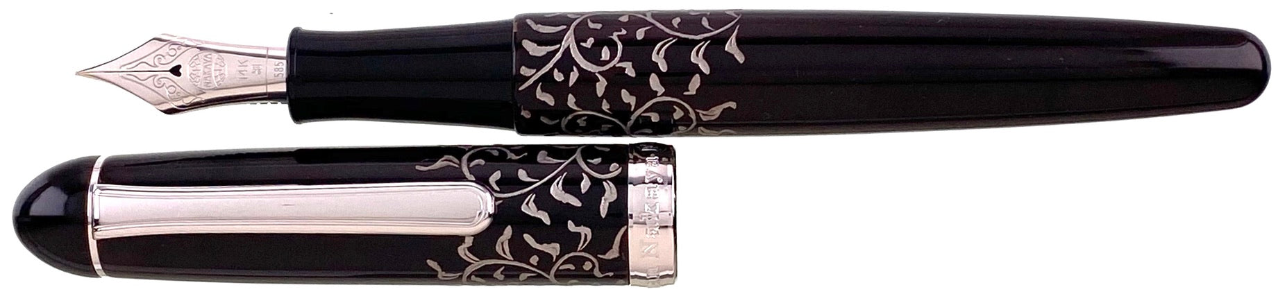 Nakaya Briarwood Deep Gloss Chinkin Arabesque Platinum - nibs.com